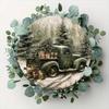 Vintage Metal Tin Sign Green Truck Christmas 8x8 Inch Rustic Wall Decor Farmhouse Retro Art Holiday Gift