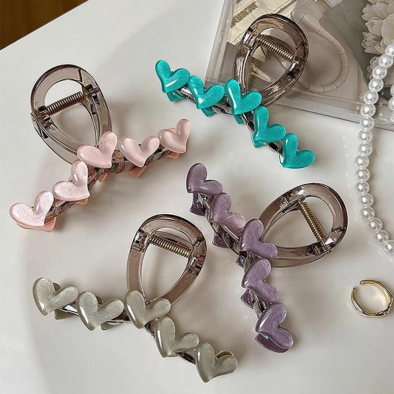 Jelly Heart Hair Claw Clips Girls Trendy Acrylic Hairpins Barrettes Washing Face Headdress Accessories
