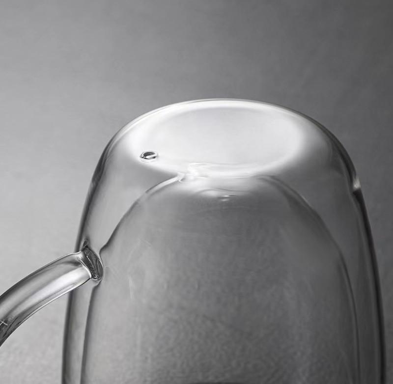 80-450ml Hitzebeständiger Glasbecher Doppelschichtig Anti-Heißer Griff Blei-frei Milchtasse Fruchttee Tasse mit Griff Transparent Kaffeetasse