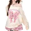 Streetwear Bufferfly T Shirt Women Loose Hollow Out Long Sleeve Vintage Tees American Sweet Casual Oversize Letter New Tops