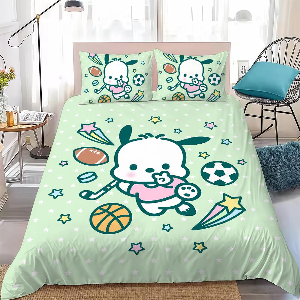 P-Pochacco Kawaii Duvet Cover Set Home Style Bedding Soft Laundry Cotton Bed 3 Piece Set Student Dormitory Gift