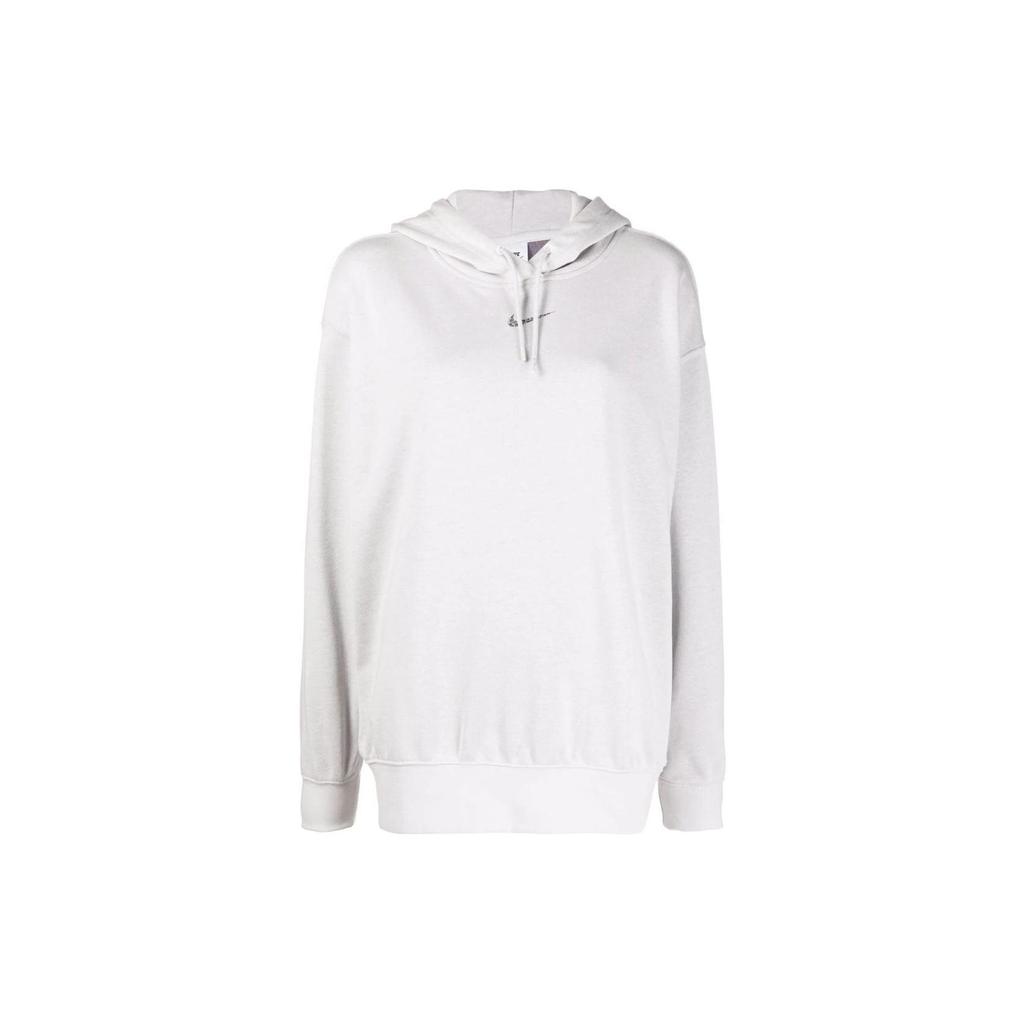 Nike Logo Decal Pullover Hooded Long Sleeve Sweatshirt Women Tops Grey DJ6939-094