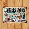 Vintage Metal Laundry Sign  LAUNDRY Today or Tomorrow Wall Art for Retro Home Decor Durable Iron Plaque Easy To Hang Perfe