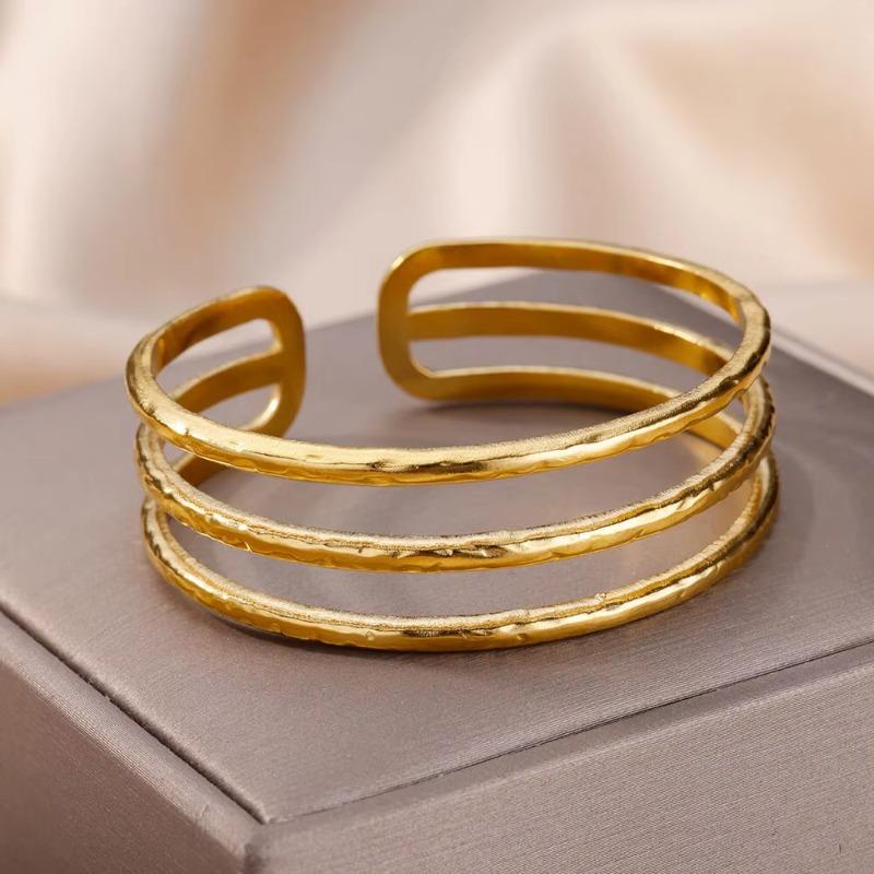 New Stainless Steel Golden Snake Bracelet Women's Wide Opening Fashion Jewelry Snake Shape