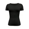 Women Cropped Slim Fit Solid Crew Neck Short Sleeve T Shirt