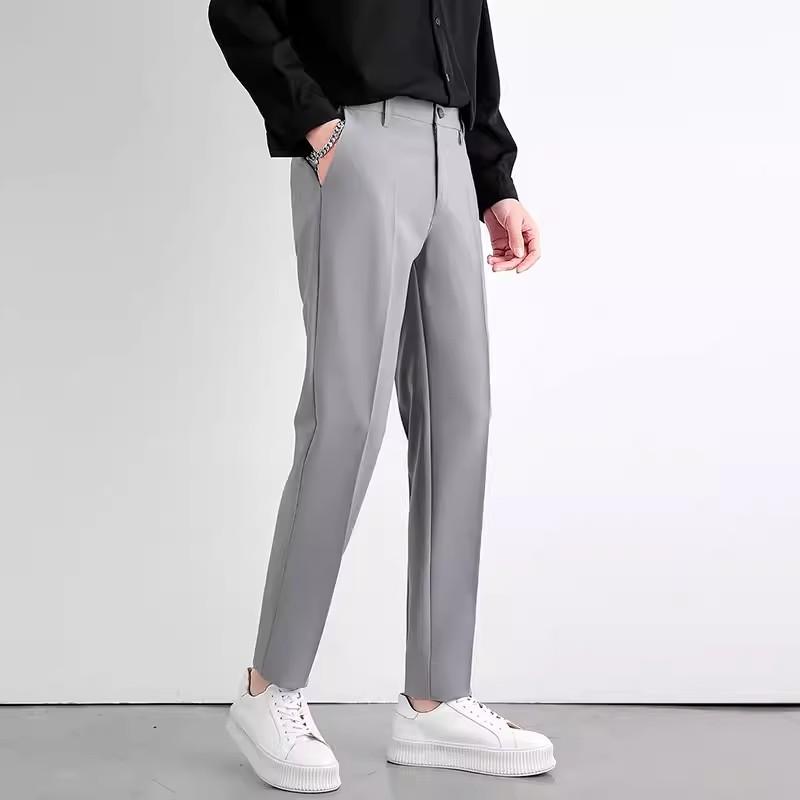 Pants Men's Spring and Summer Thin New Trend Versatile Ice Silk Nine-point Pants Small Foot Casual Pants