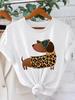 Divertente T-shirt da Donna Bassotto Occhiali Maculati Grafica Dachshund Regalo per Mamma Cane Estate Manica Corta Casual Top di Moda da Donna