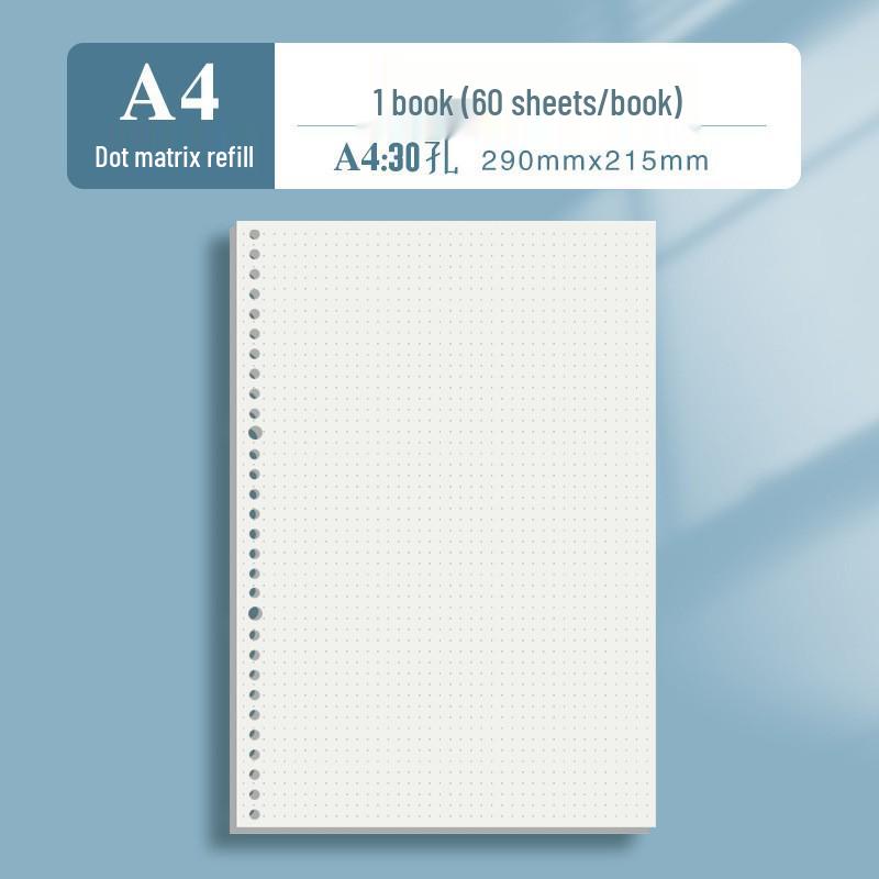 Recambio para Cuaderno de Hojas Sueltas Partner Cuatro Lados: B5 y A5, 26/20 Agujeros, Papel Cuadriculado Rayado