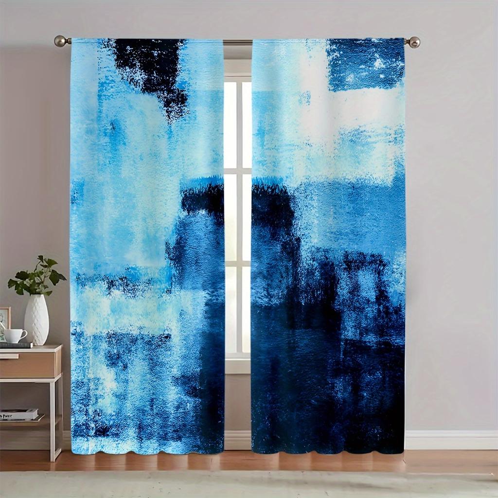 2 - Panel Collection Abstract Art Printed Drapes Rod Pocket Style Ideal for Easy Hanging Fade - Resistant PolyesterDrapesIdeal forBedchamberKitchen