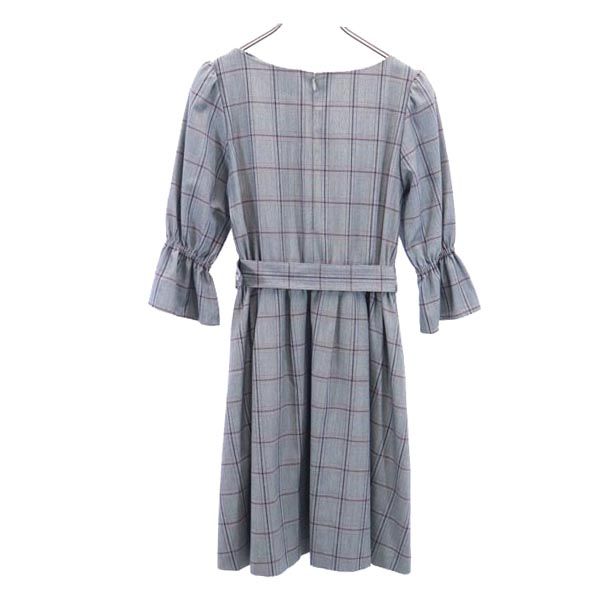 BLUE LABEL CRESTBRIDGE Sanyo Shokai Check Pattern 7 Minutes Sleeve One Piece Women Used