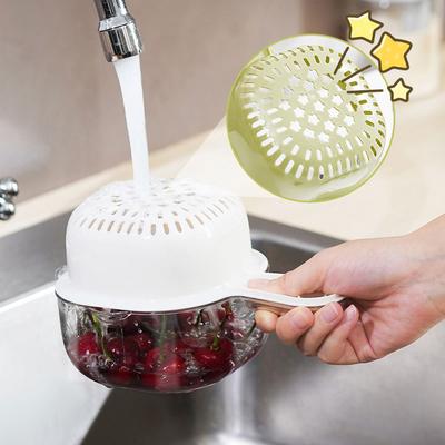 Kitchen Fruit Tray Removable Double Layer Fruit and Vegetable Basin Draining Basket Creative Household Washing Basket