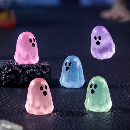 20/50/100Pcs Glow-in-the-dark Halloween Ghost Figurine Mini Cartoon Ghost Resin Statue Luminous Miniature Ghost Ornament Desktop Decoration