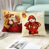 Nordic Christmas Pillow Cover Golden Cartoon Santa Claus Series Office Sofa Cushion Pillow Cover