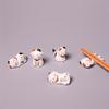 5pcs Set of Creative Ceramic Japanese Chopstick Holder Bone Porcelain Cat Chopstick Holder Lucky Cat Ceramic Chopstick Holder