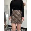 2026 New Style Plus Size Plaid Wool Blend High Waist A-Line Bodycon Skirt for Women
