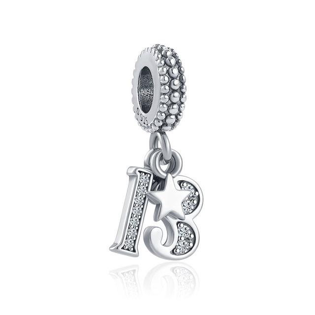 

Новий 13 15 18 21 30 40 50 60 70 th кулон висячий шарм тонкі намистини підходять оригінальні кулони шарм срібло 925 браслет ювелірні вироби