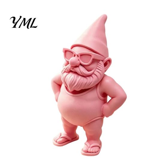 Creative Holiday Gifts for Friends 3D Printed Beach Gnome Statue with Swimsuit Sunglasses, Waterproof Decorative Artistic Bay Window Decor Figurine