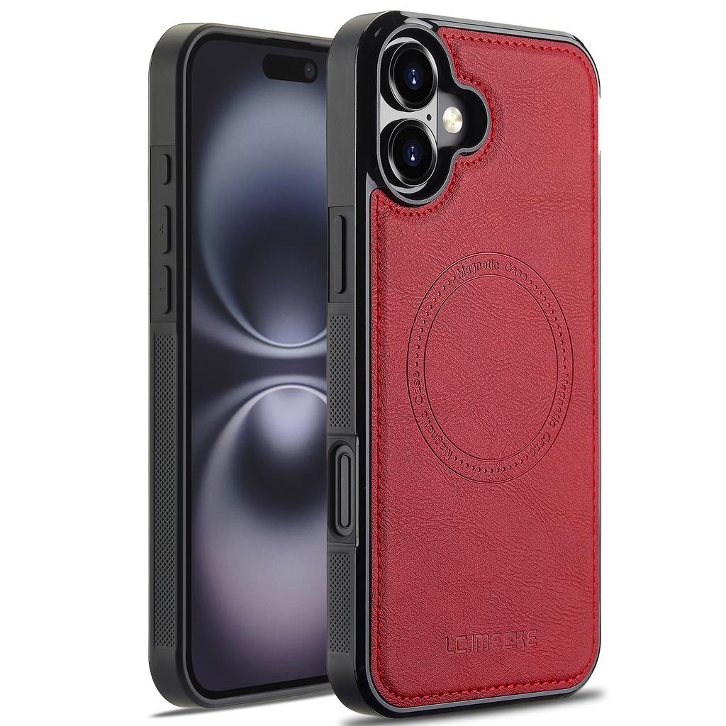 LC.IMEEKE For iPhone 17 Magnetic Case Compatible with MagSafe Leather + TPU Back Cover