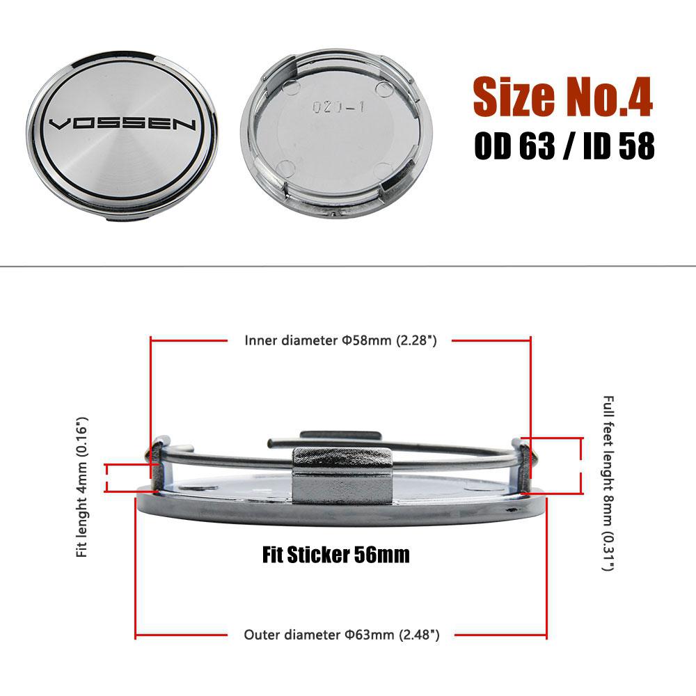 Emblem VOSSEN Mittelkappe 58mm 60mm Radkappe Nabenkappe 62mm 63mm Radkappe 65mm JDM Styling Sportfelge Reifen Autozubehör
