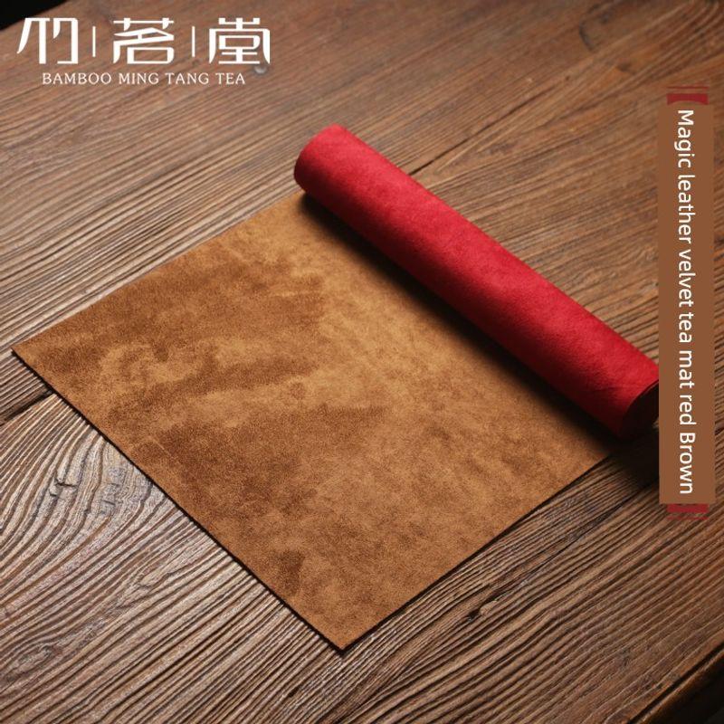 

Waterproof Suede Tea Table Japanese Style Bamboo Mat Diablement Fort Suede tea mat [red Brown]] 90*20cm