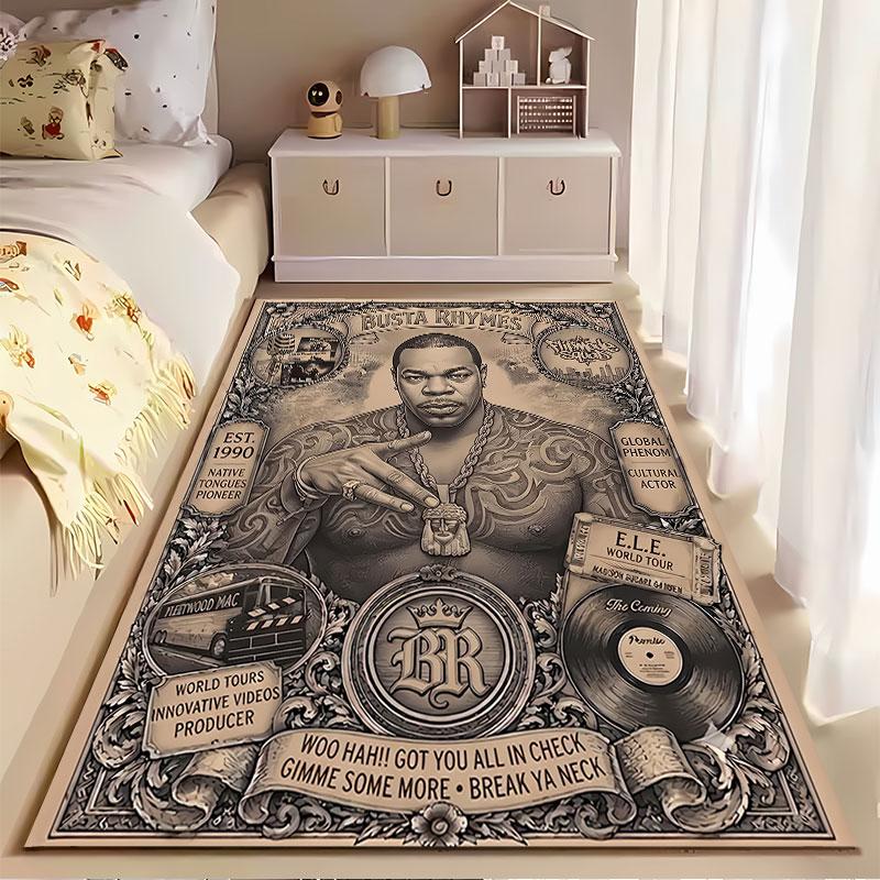 "Tapis d'Art Icône Rap Vintage" adapté comme tapis antidérapant pour le salon ou le canapé de la chambre
