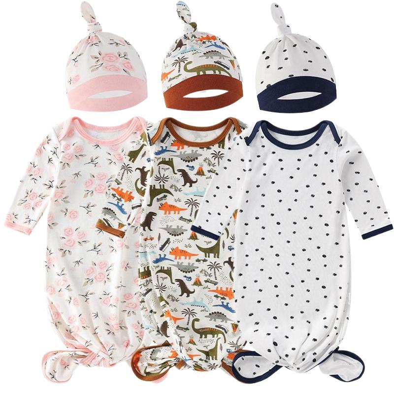 Vastsündinu magamiskott mütsiga, 100% puuvillane mähkimispidžaama poistele, tüdrukutele, ühevärviline trükitud imikute mähkimisrätik 0-12M