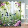Beautiful Floral and Butterfly Print Shower Curtain Natural Botanical Floral Home Art Shower Curtains Bathroom Decor With Hooks