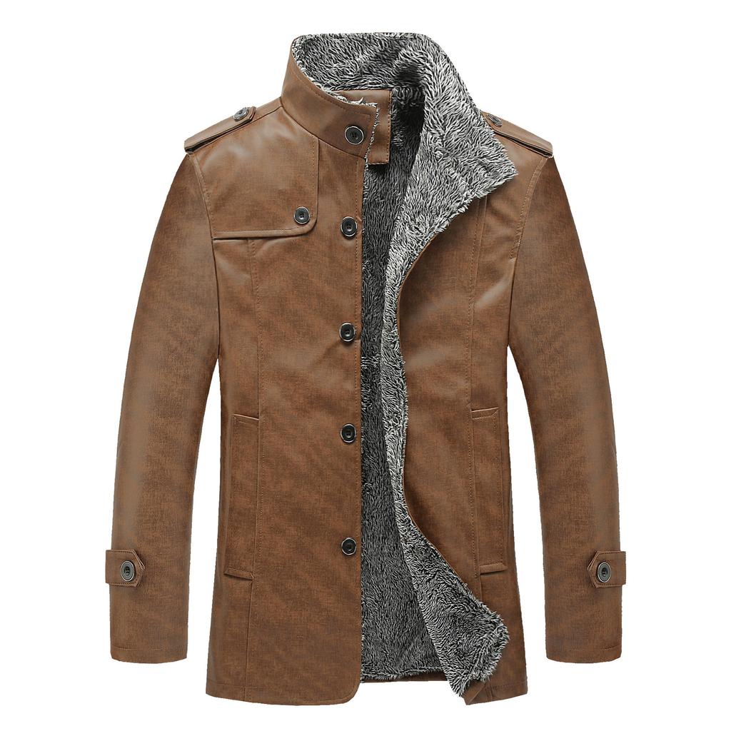 New Leather Jacket for Men, Fur Integrated Men's Leather Jacket, Warm Autumn and Winter Clothing, Lapel Plus Velvet Jacket, Men's Clothing