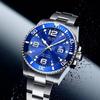 Men’s Fashionable Luminous Quartz Watch with Steel Band and Calendar