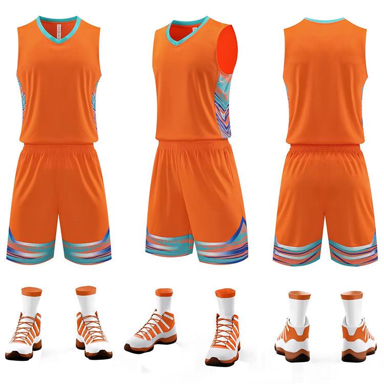 New Basketball Jersey Set Boys And Children Primary School Students Training Jersey Adult Game Jersey Printing Number Digital Printing 6XL оранжевый