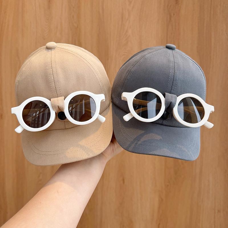 Removable Glasses Baby Spring and Summer New Short-brimmed Sun Protection Baseball Cap for Boys and Girls Trendy Sun Protection Casual Baseball Cap