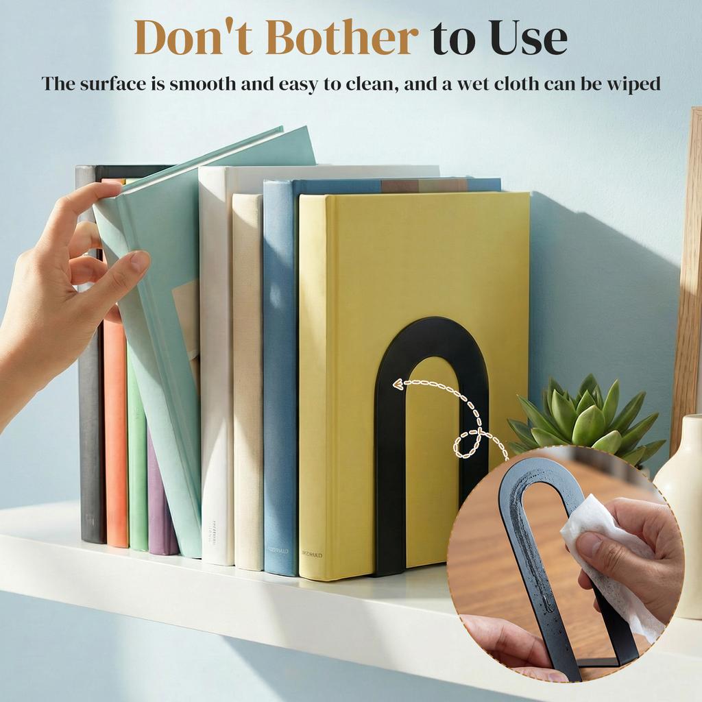 6Pcs Metal Bookends L-Shaped Thickened Book Ends Stoppers Supports Non-slip Desk Bookshelf Desktop Decor Shelves Office Storage