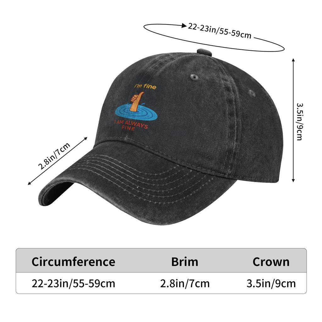 I Am Always Fine Sun Baseball Cap Y2K Cute Couple Women Washed Trucker Hat Dropshipping Design Tennis Skate Baseball Caps Gift