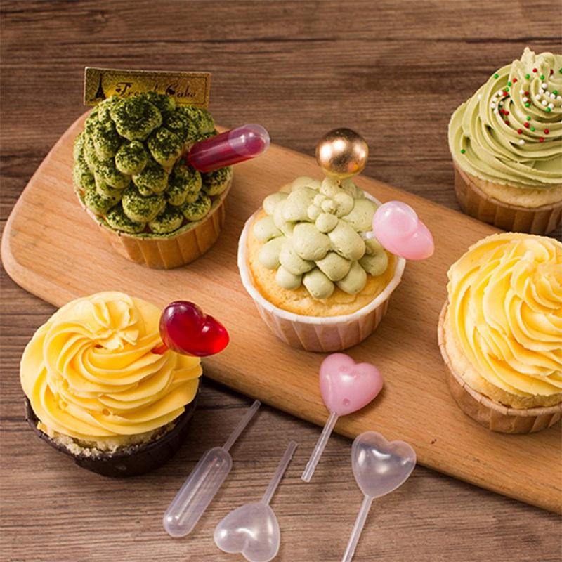 50Pcs Mini Dropper 4Ml Disposable Jam Dropper For Cupcakes Sauce Squeeze Transfer Pipettes Dropper Dessert Stuffed Cake Decor