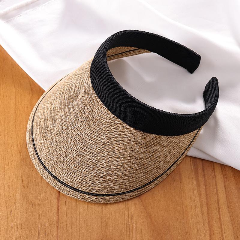Hairpin empty top hat straw hat women's summer versatile hairpin hat topless sun hat big brim face covering sun hat