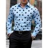 Men's Polka Dot Shirt Casual, Breathable, Comfortable, Fashionable and Trendy Men's Long Sleeved Shirt, Lapel Shirt