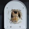 3D Peeking Bunny Toilet Stickers, Cute Breaking Wall Rabbit Waterproof Removable Self-Adhesive