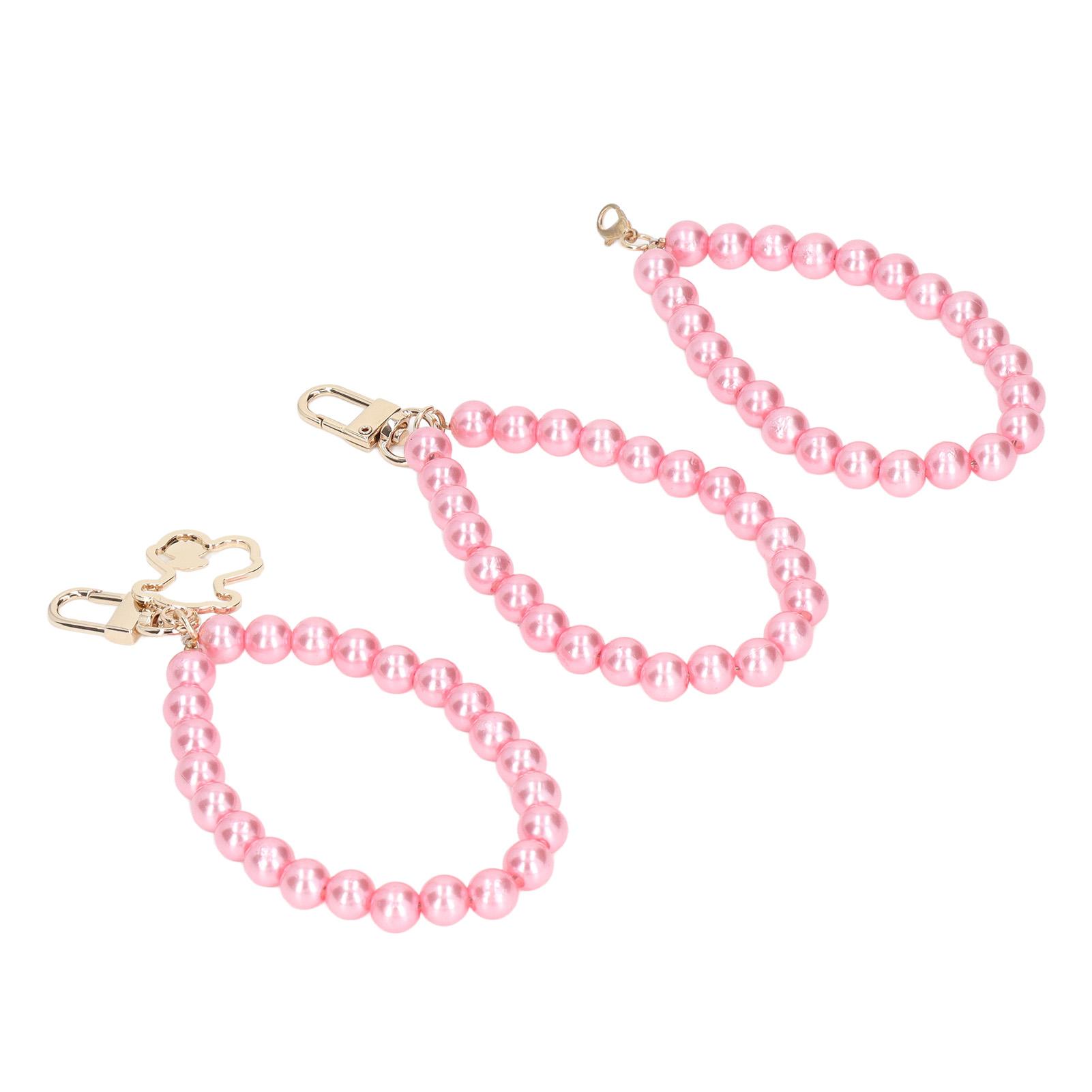 

3Pcs Pearl Key Chain 10mm Various Styles High Gloss Smoother Edges Pearl Hand Wrist Lanyard with