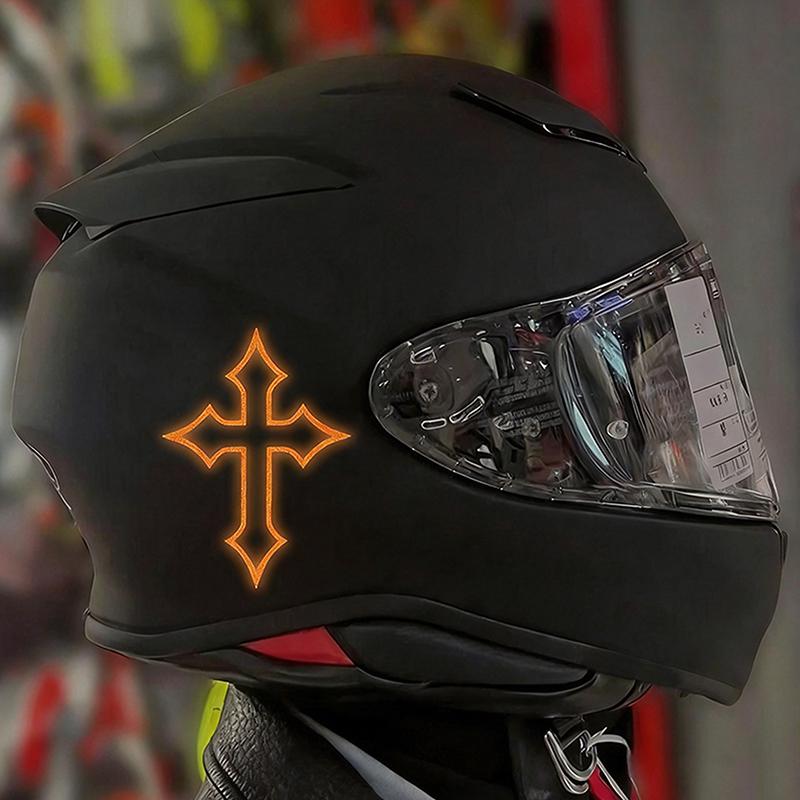 2 Pcs Reflective Cross Stickers Durable Anti-scratch Decals for Motorcycle Helmets Car Windows Bike Frames Off-road Riding Use