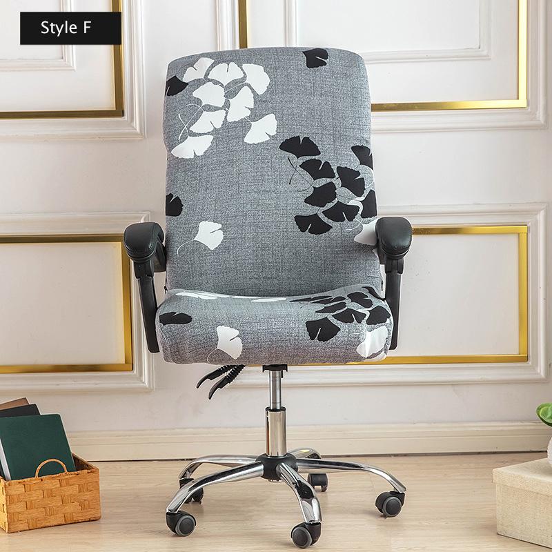 Stretch Printed Computer Office Chair Covers Universal Soft Desk Rotating Chair Protector with Zipper Removable Anti-Dust Cover