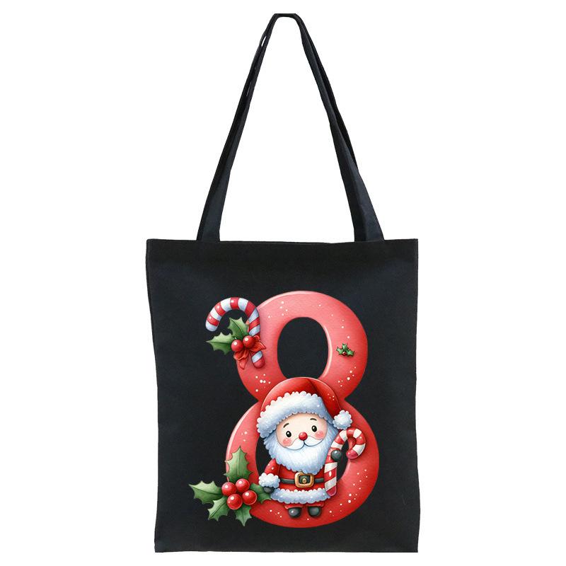 English letters A-Z Christmas number print student casual canvas tote bag