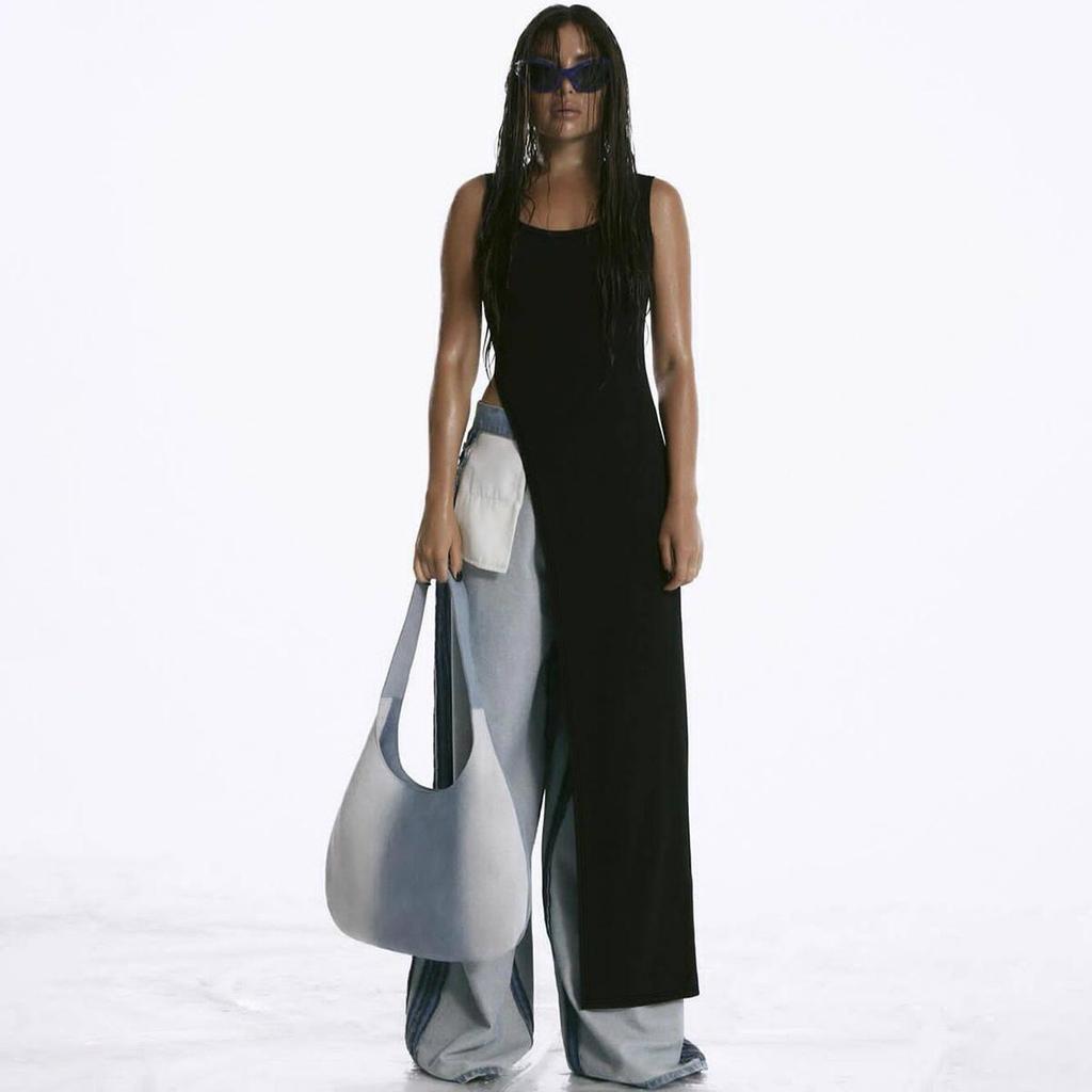 Women's 2025 Summer Fashion: Street Style Slit Shoulder Strap Camisole Long Vest