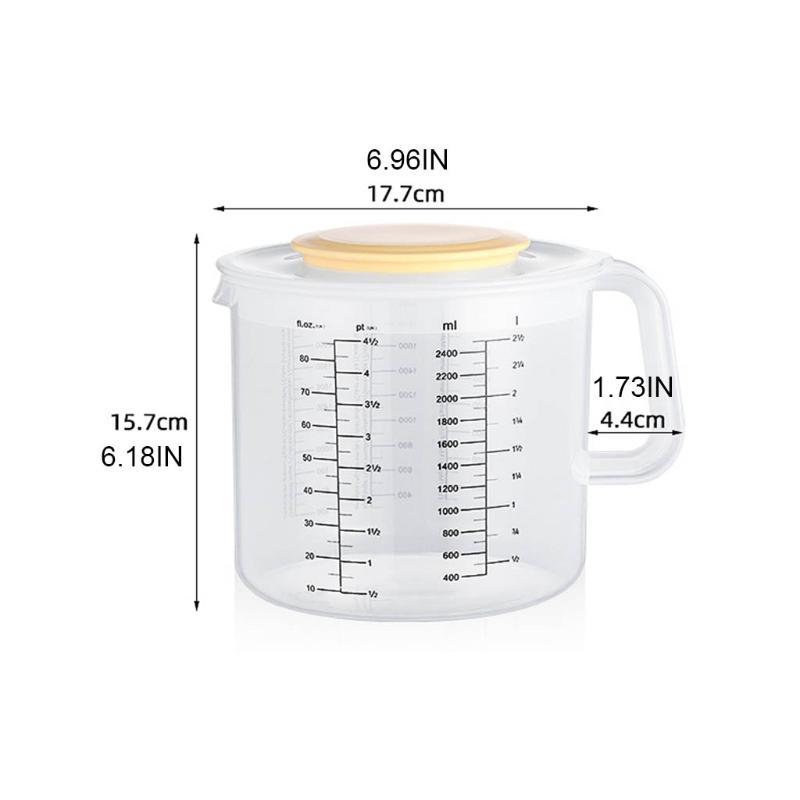 2.5L Baking Measuring Cup Scale Mixing Bowl with Lid Transparent Plastic Mixing Cup for Home Kitchen
