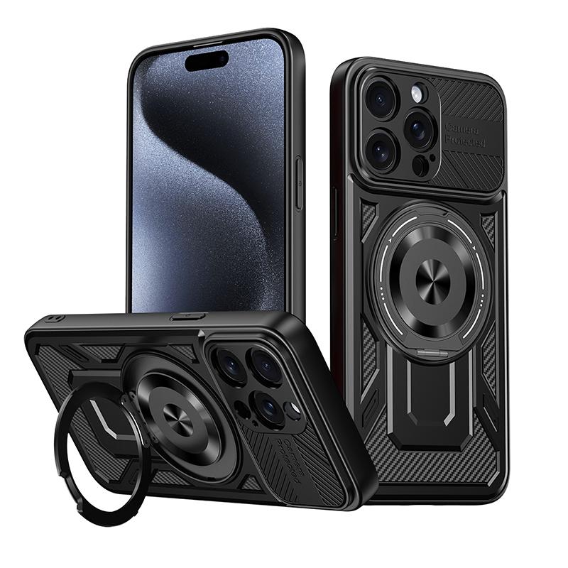 Magsafe Magnetic 360 ° Rotating Metal Car Bracket Ring Armor Phone Case For iPhone 16 Pro Max 14 11 12 13 15 Pro Max Back Cover