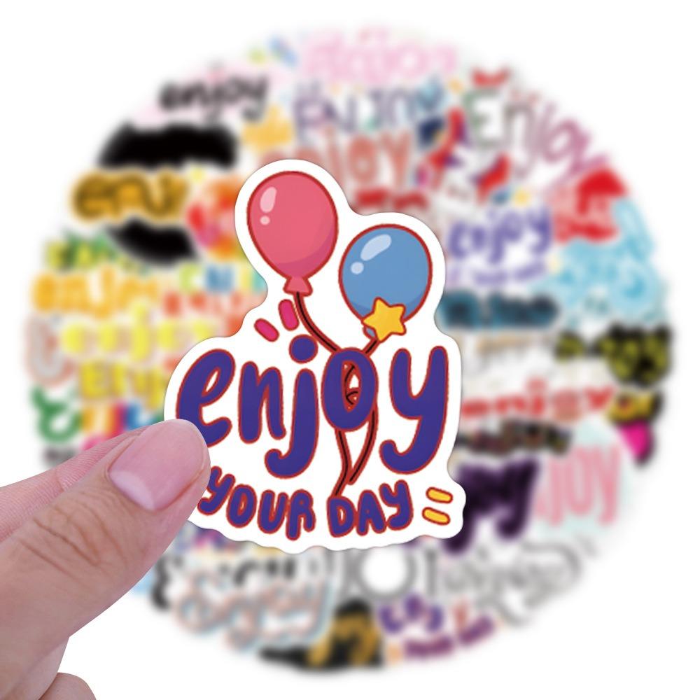 55Pcs Enjoy Graffiti Stickers Suitcase Water Cup Stationery Mobile Phone Car Scooter Laptop Refrigerator Decoration Diy Decals
