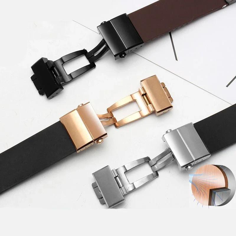 High Quality Diving Silicone Rubber WatchBand Belt For Ulysse Nardin Men's Strap Stainless Steel Folding Clasp 25*12mm