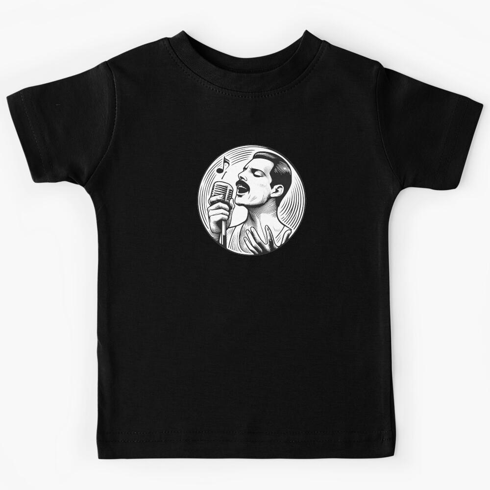 Intense Singer - Line Art - Rock Music Kids T-Shirt 160