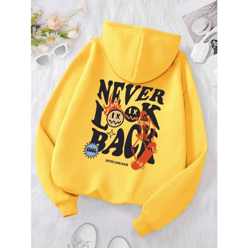 Never Look Back Creative Smile Skull Hoodies Women Warm Comfortable Sweatshirt Loose Hip Hop Street Clothes Loose Hoody Hoodies & Sweatshirts Women’s