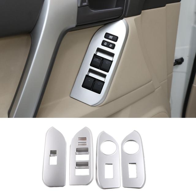 Car Window Glass Lift Switch Button Control Panel Frame Cover Trim For Toyota Land Cruiser Prado FJ150 150 2014-2018 Accessories