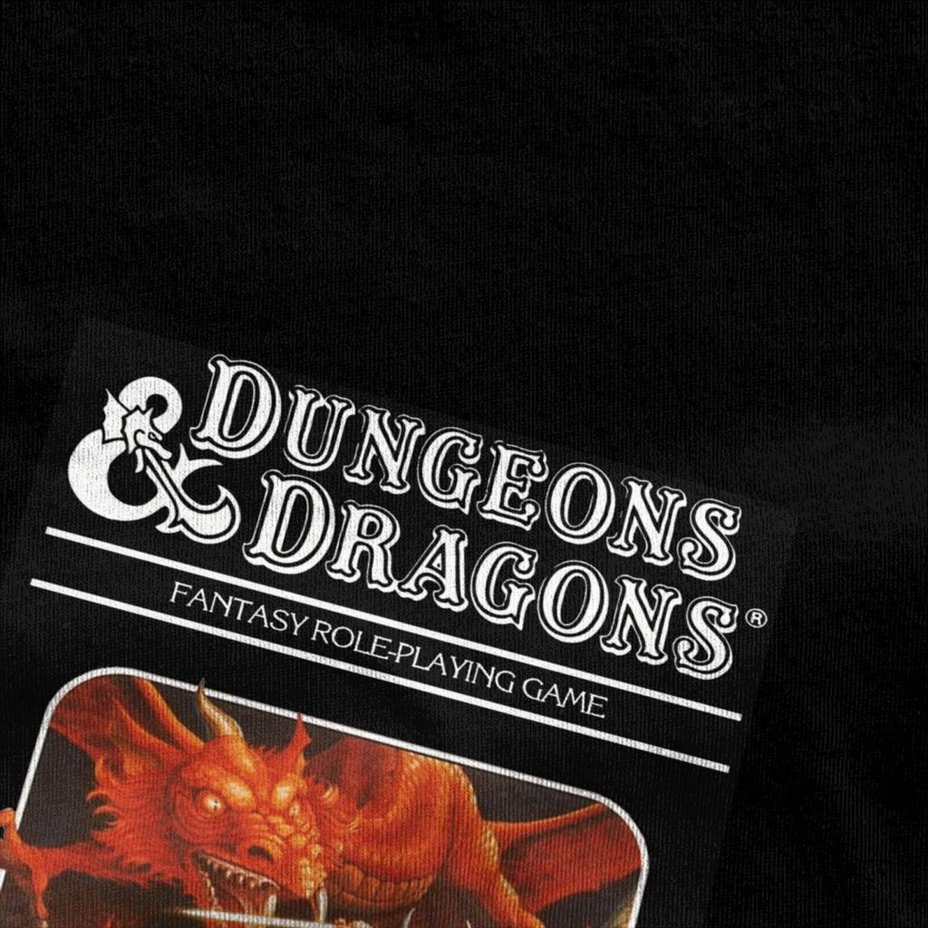 Men's Dungeon Dragon T-Shirts Base Set Artwork Pure Cotton Top Tees Summer Funny Short Sleeve O-Neck Hippie Print Large Size